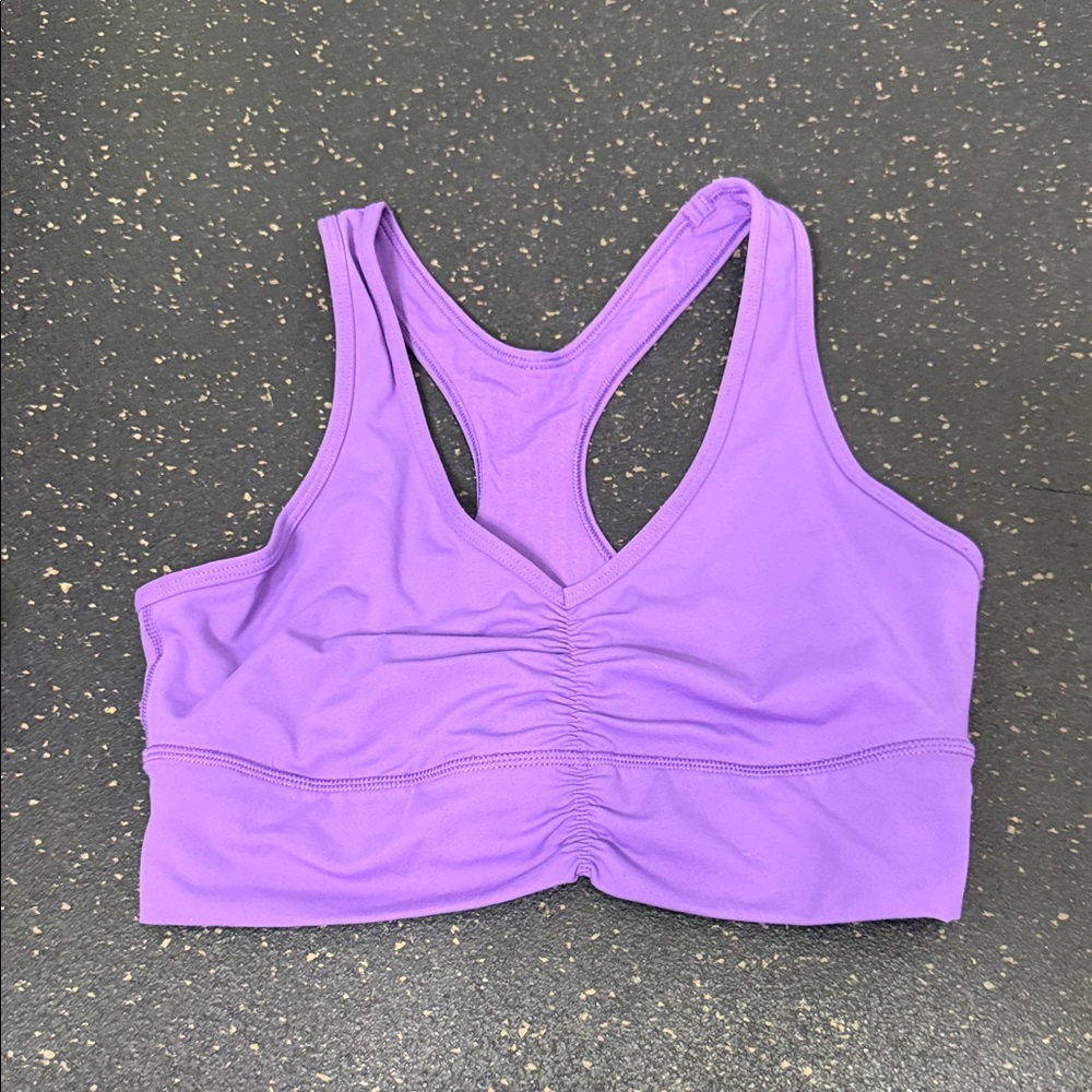 CRZ YOGA Purple Racerback Ruched Sports Bra
